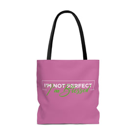 I am Blessed-Pink and Green AOP Tote Bag